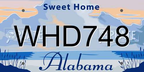 WHD748 Alabama License Plate