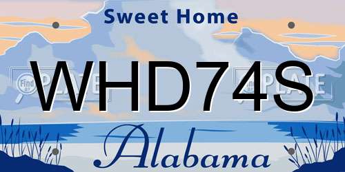 WHD74S Alabama License Plate