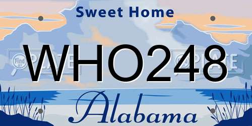 WHO248 Alabama License Plate