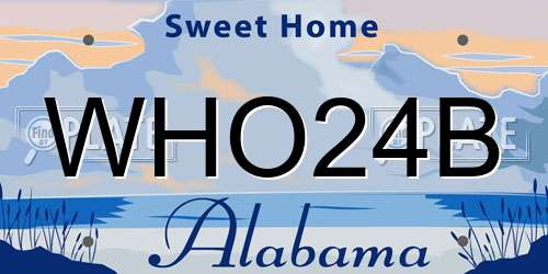 WHO24B Alabama License Plate