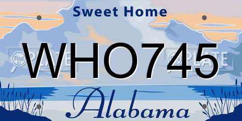 WHO745 Alabama License Plate