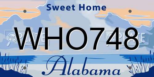 WHO748 Alabama License Plate