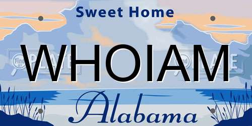WHOIAM Alabama License Plate
