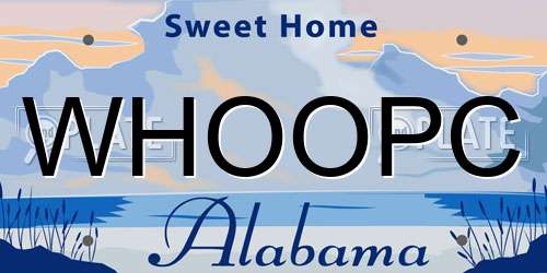 WHOOPC Alabama License Plate