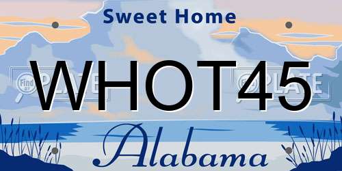 WHOT45 Alabama License Plate