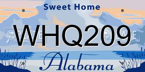 WHQ209 Alabama License Plate