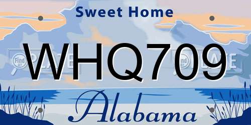 WHQ709 Alabama License Plate
