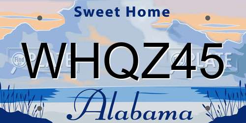 WHQZ45 Alabama License Plate