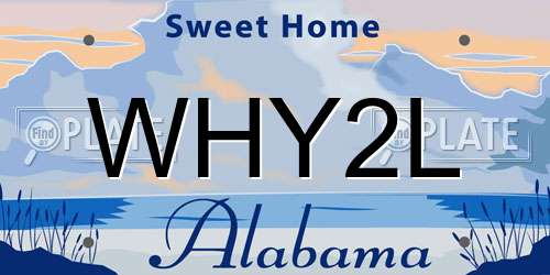 WHY2L Alabama License Plate