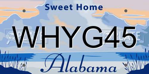 WHYG45 Alabama License Plate