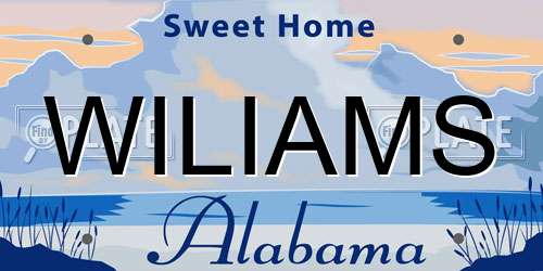 WILIAMS Alabama License Plate