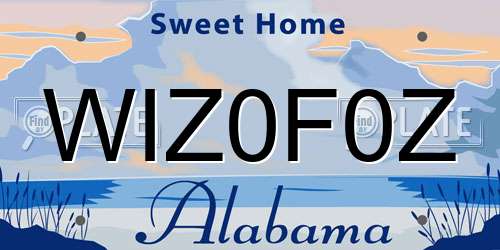 WIZ0F0Z Alabama License Plate