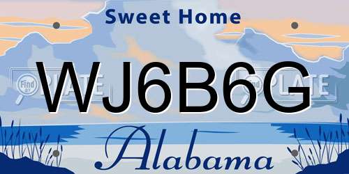 WJ6B6G Alabama License Plate