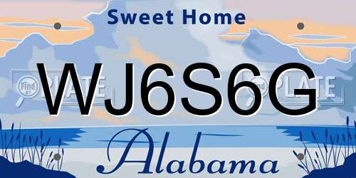 WJ6S6G Alabama License Plate