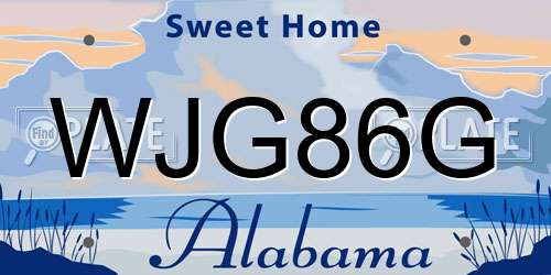 WJG86G Alabama License Plate