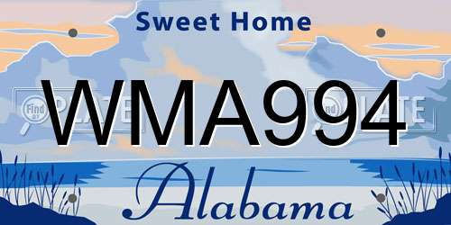 WMA994 Alabama License Plate