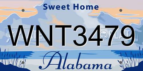 WNT3479 Alabama License Plate