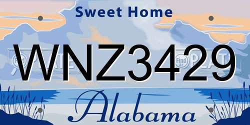 WNZ3429 Alabama License Plate