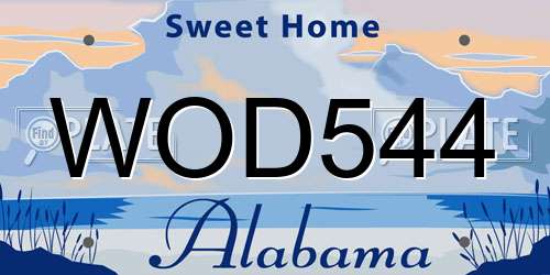 WOD544 Alabama License Plate