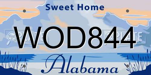 WOD844 Alabama License Plate