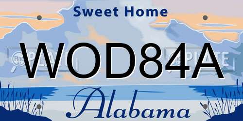 WOD84A Alabama License Plate