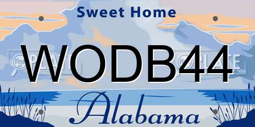 WODB44 Alabama License Plate