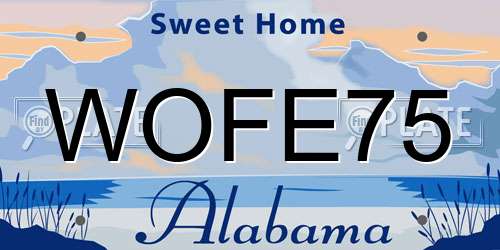 WOFE75 Alabama License Plate