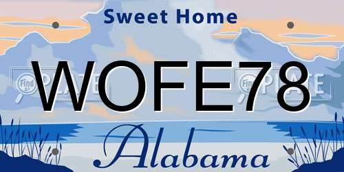 WOFE78 Alabama License Plate