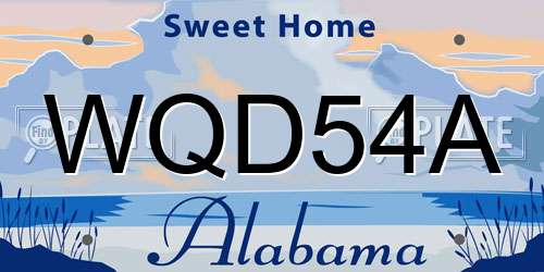 WQD54A Alabama License Plate