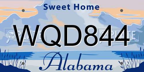 WQD844 Alabama License Plate