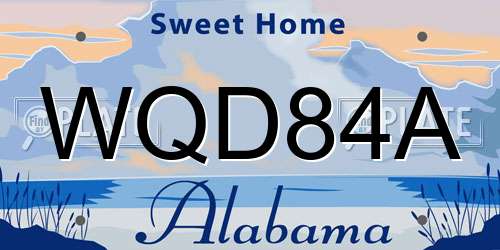 WQD84A Alabama License Plate