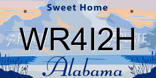 WR4I2H Alabama License Plate
