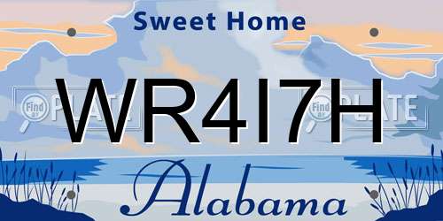 WR4I7H Alabama License Plate