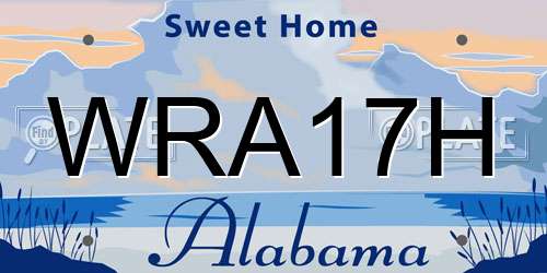 WRA17H Alabama License Plate