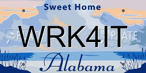 WRK4IT Alabama License Plate