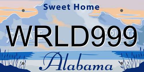 WRLD999 Alabama License Plate