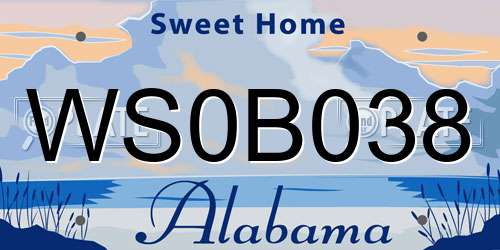 WS0B038 Alabama License Plate