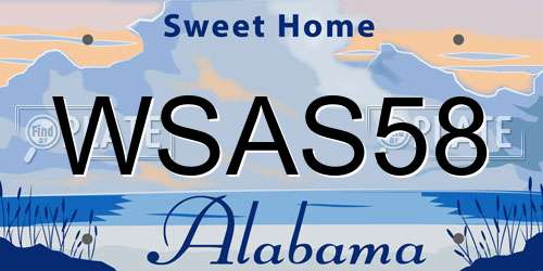 WSAS58 Alabama License Plate