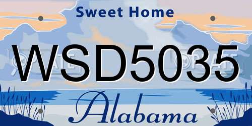WSD5035 Alabama License Plate