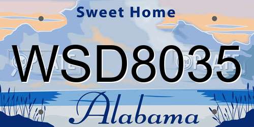 WSD8035 Alabama License Plate