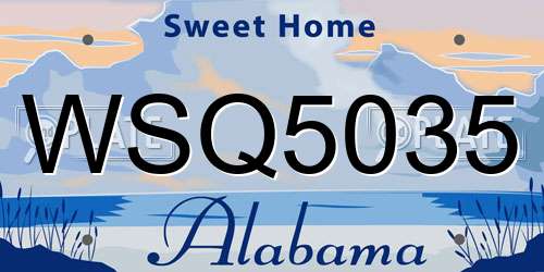 WSQ5035 Alabama License Plate