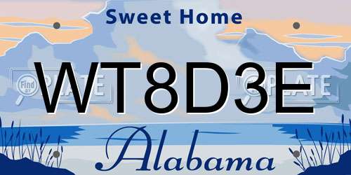 WT8D3E Alabama License Plate
