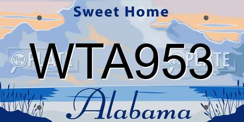 WTA953 Alabama License Plate