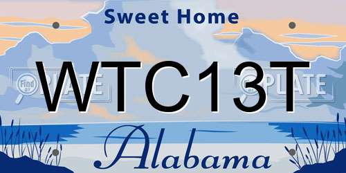 WTC13T Alabama License Plate