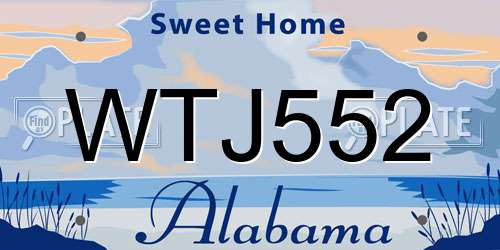 WTJ552 Alabama License Plate