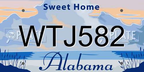 WTJ582 Alabama License Plate
