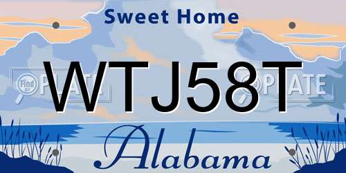 WTJ58T Alabama License Plate