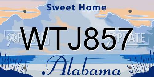 WTJ857 Alabama License Plate