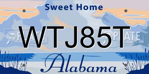 WTJ85T Alabama License Plate