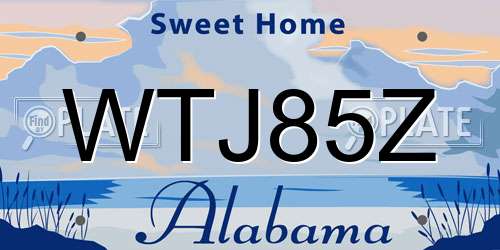 WTJ85Z Alabama License Plate